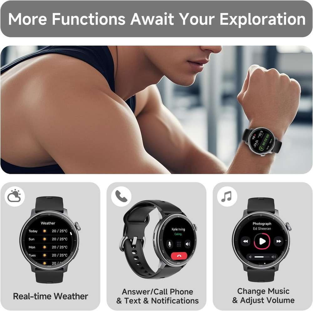 R5G plus Smartwatch with GPS, Bluetooth Calling, Waterproof Design, Custom Faces