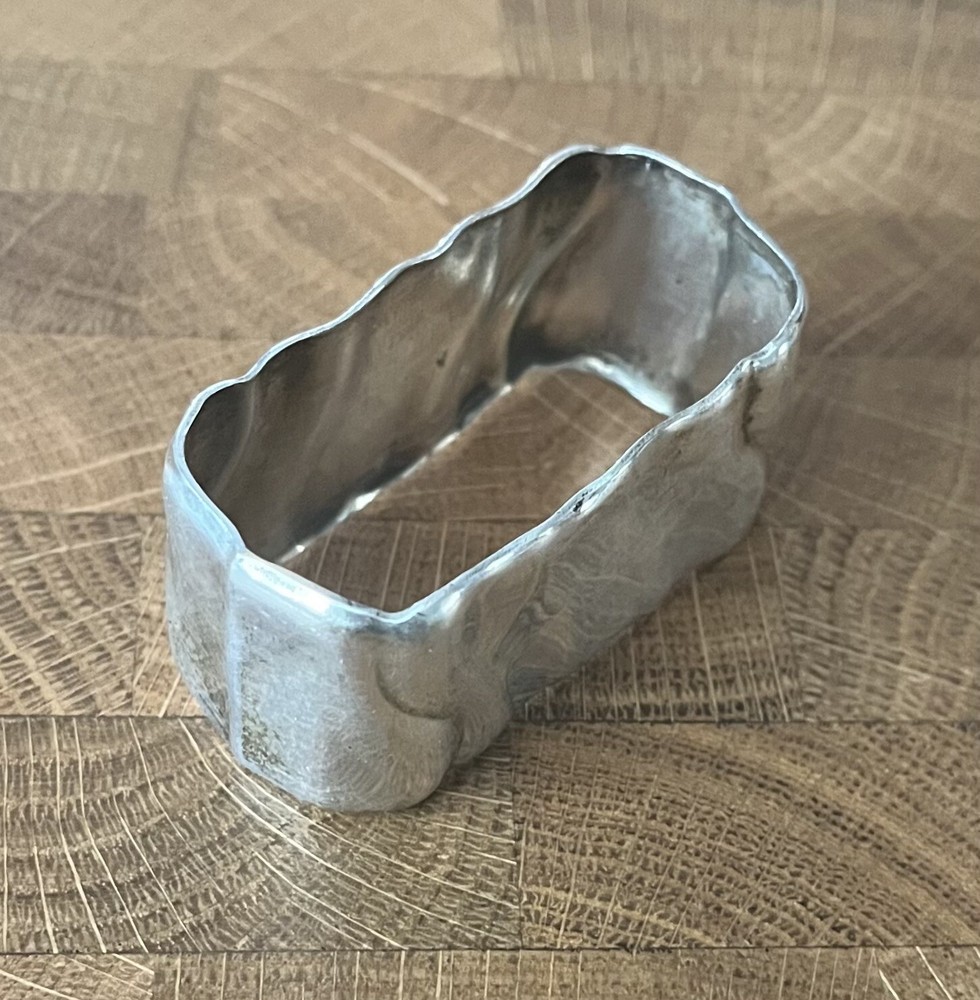 Antique Silver Napkin Ring, Rectangular Shape - .8 ounce
