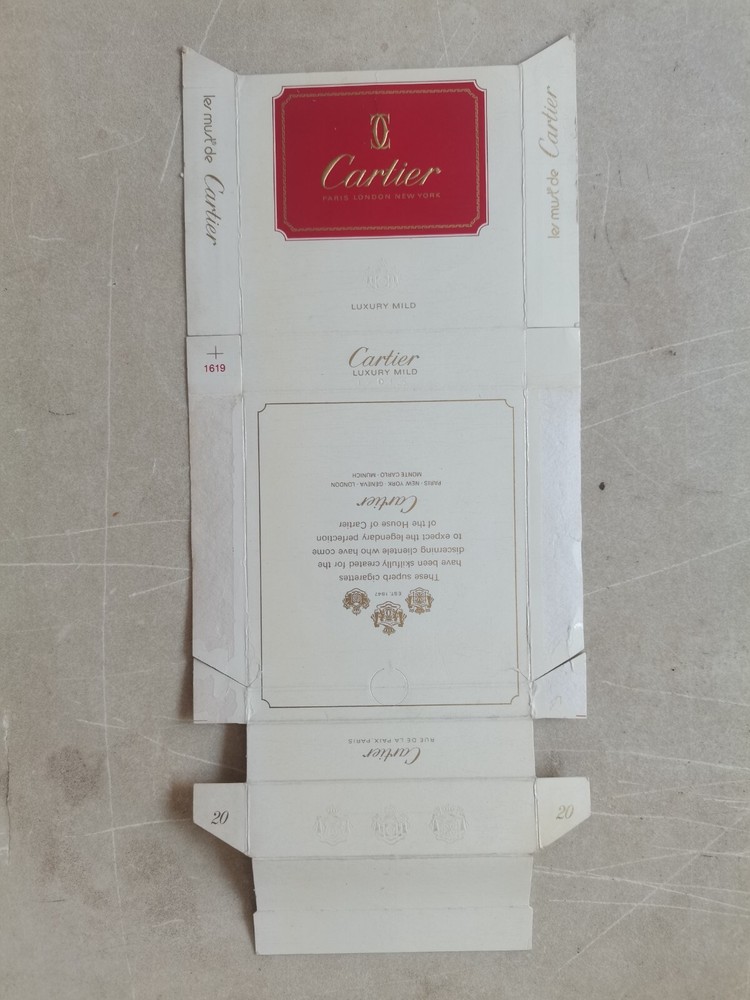 opened empty cigarette hard pack--100 mm--Cartier