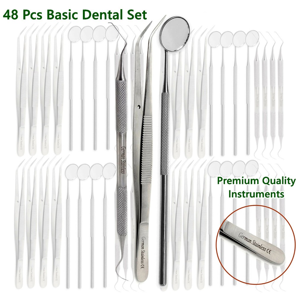 NEW 48 Instruments Basic Dental Set Mirror Explorer College plier -German Grade