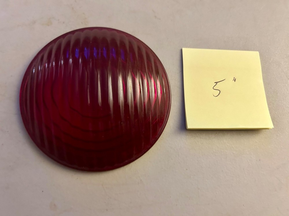 Kopp ribbed railroad lense, ruby red,  5”