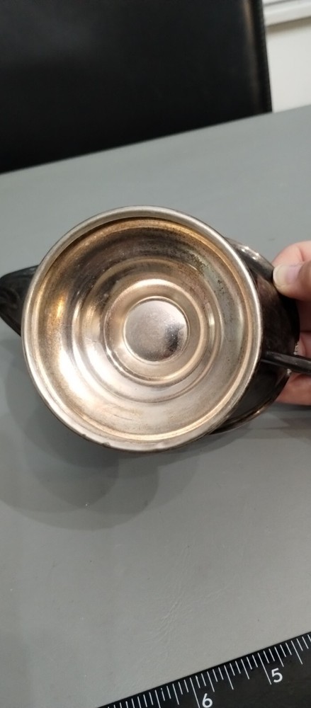 Vintage Silver plate Gravy Server Pitcher 3" Base X 4" Tall X 8" Width