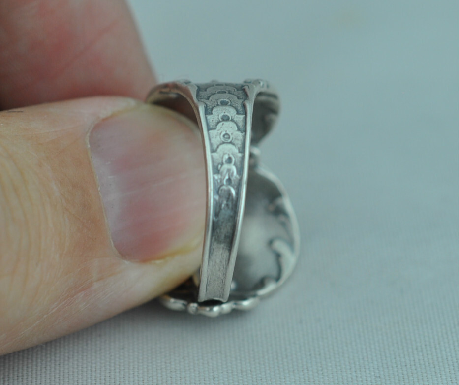 Solid 925 Sterling Silver Gemini Zodiac Angel Birthday Adjustable Spoon Ring