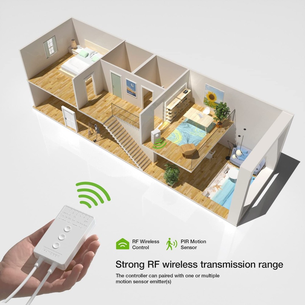 RAYZEEK Wireless Motion Sensor Controller Kit - No Wiring Mini PIR Sensor Swi...