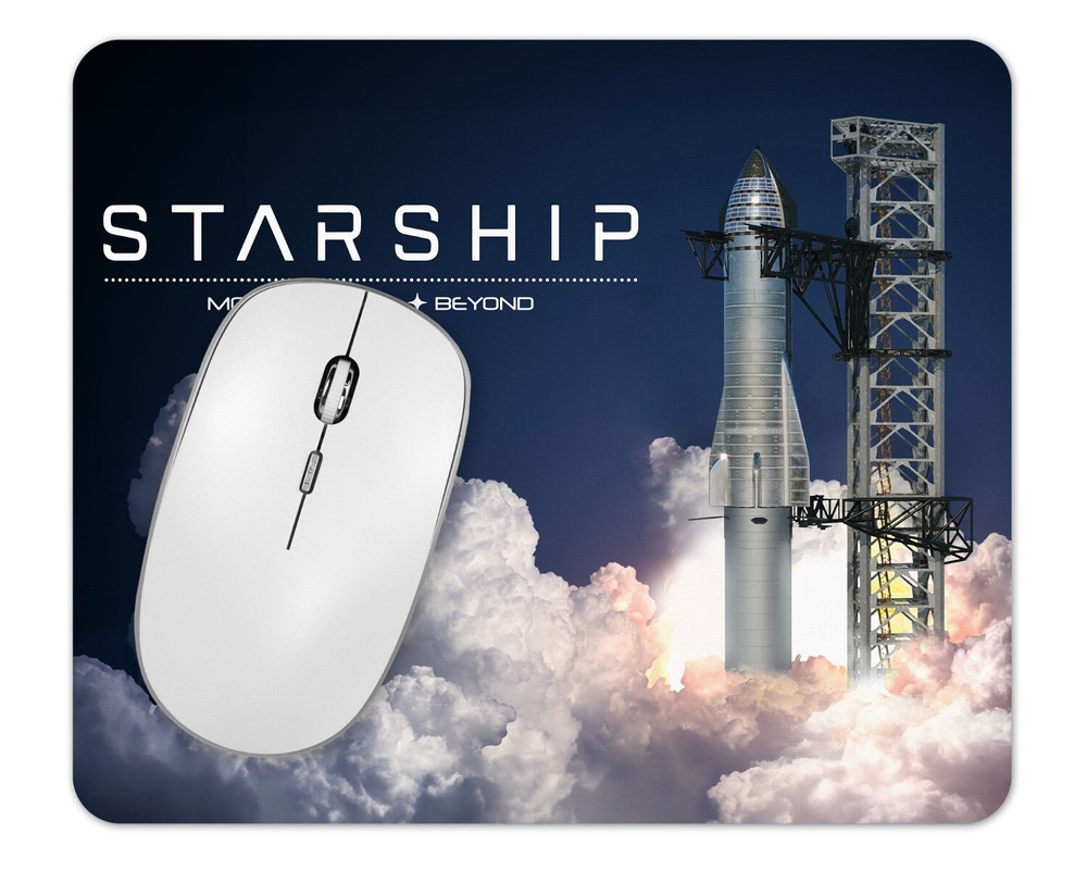 Starship Launch Moon Mars Beyond Mouse Pad 1/8 Thick