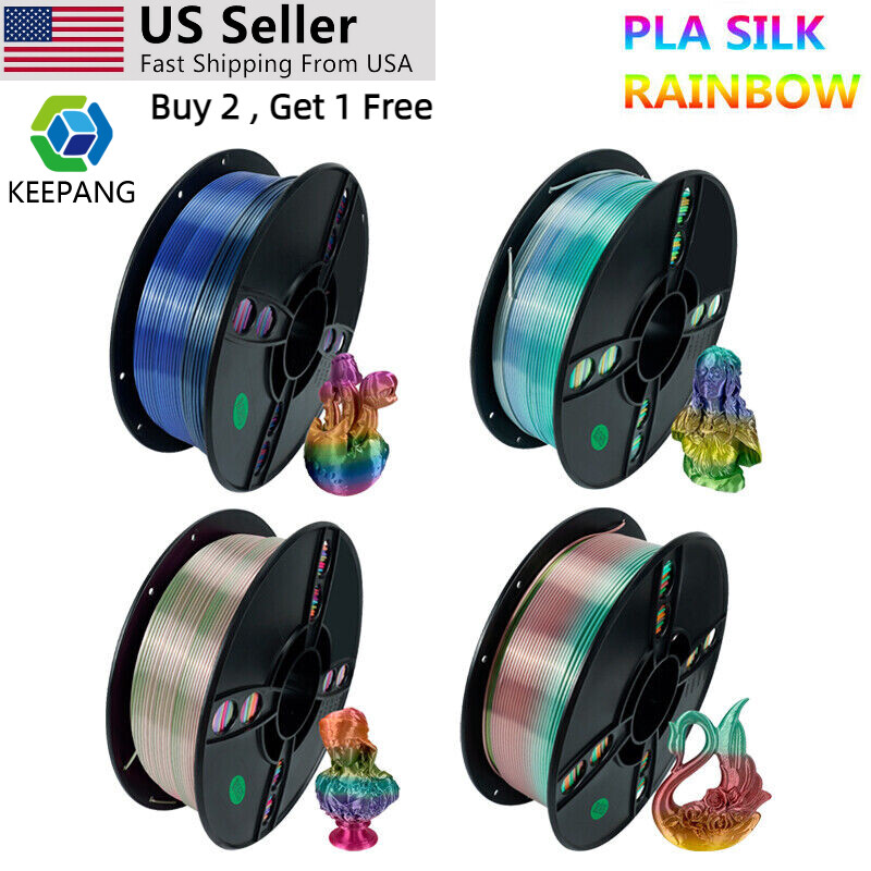 Kingroon 3D Printer PLA Filament 1.75mm Silk Rainbow Candy Gradient Consumables