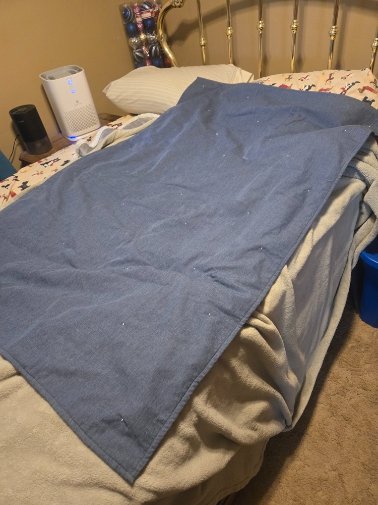 Vintage Handmade Patchwork Lap Throw Blanket Patterns & Blue Backing 56 X 36