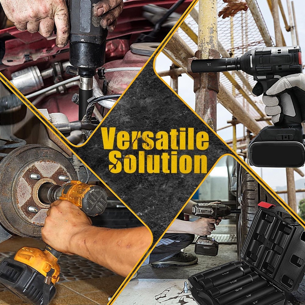 1/2 Inch Drive Extended Length Impact Socket Set 6Pcs, Extra Deep Socket Set Kit