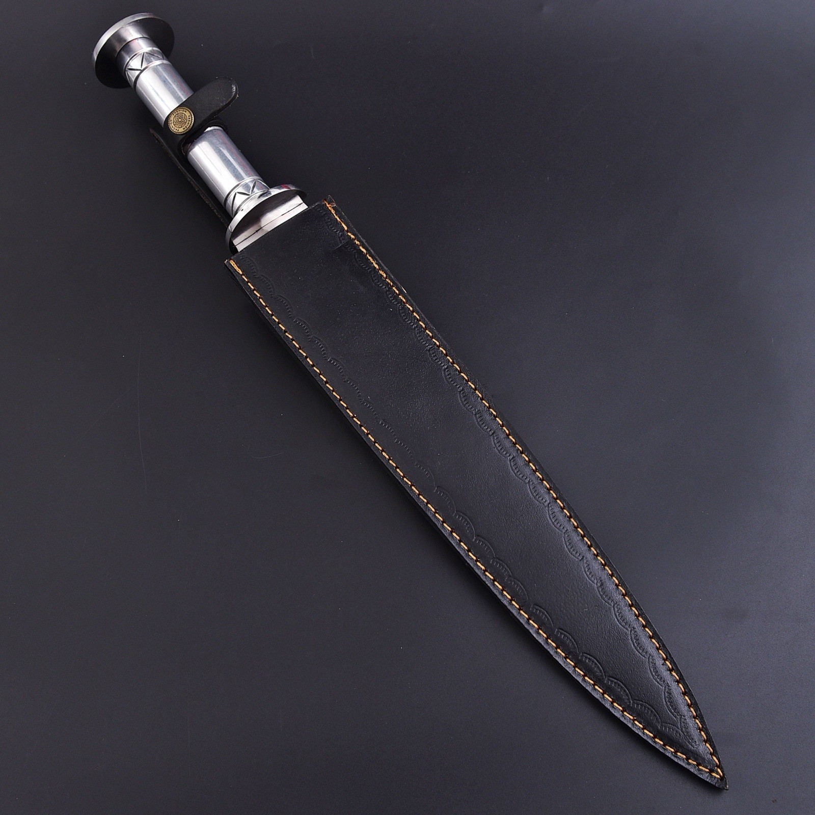 European Double Edge Sword dirk-style fighting blade With Leather Sheath
