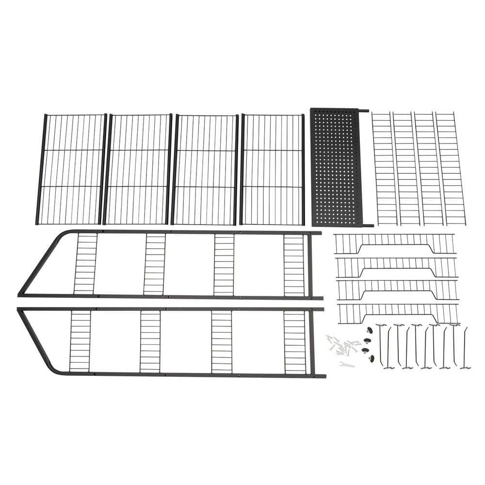 4 Tier Snack Floor Display Rack Retail Display Cases with Hook & Adjustable Feet
