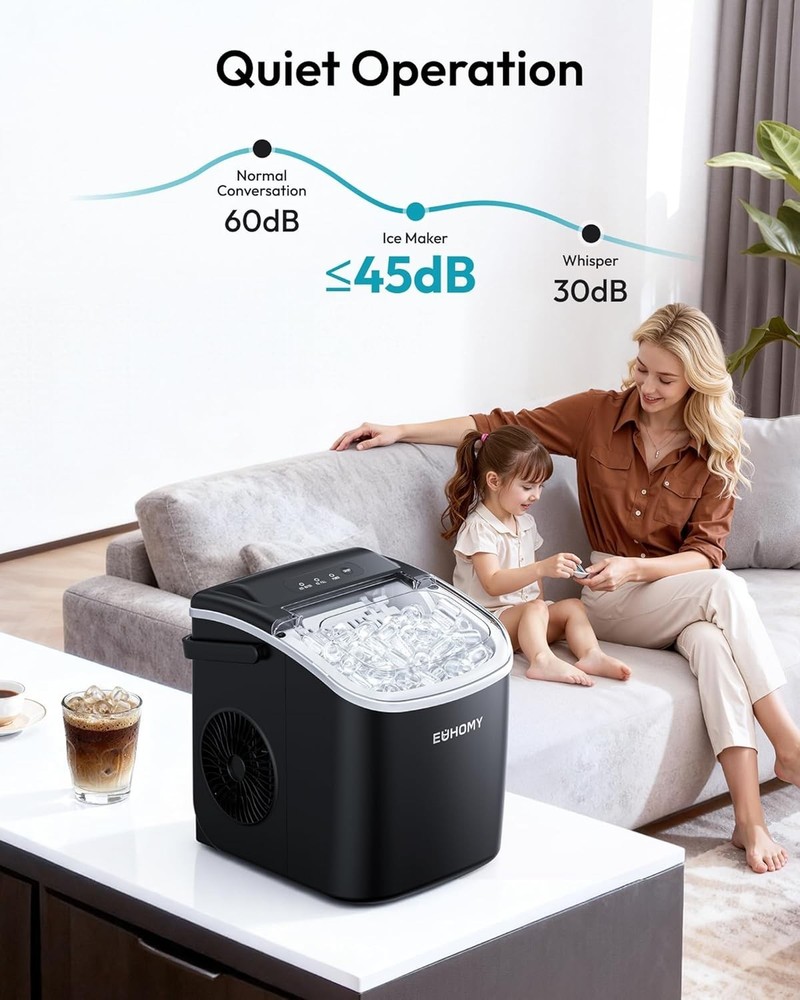 Compact Ice Maker with Handle, 6 Min Quick Ice, Auto-Clean