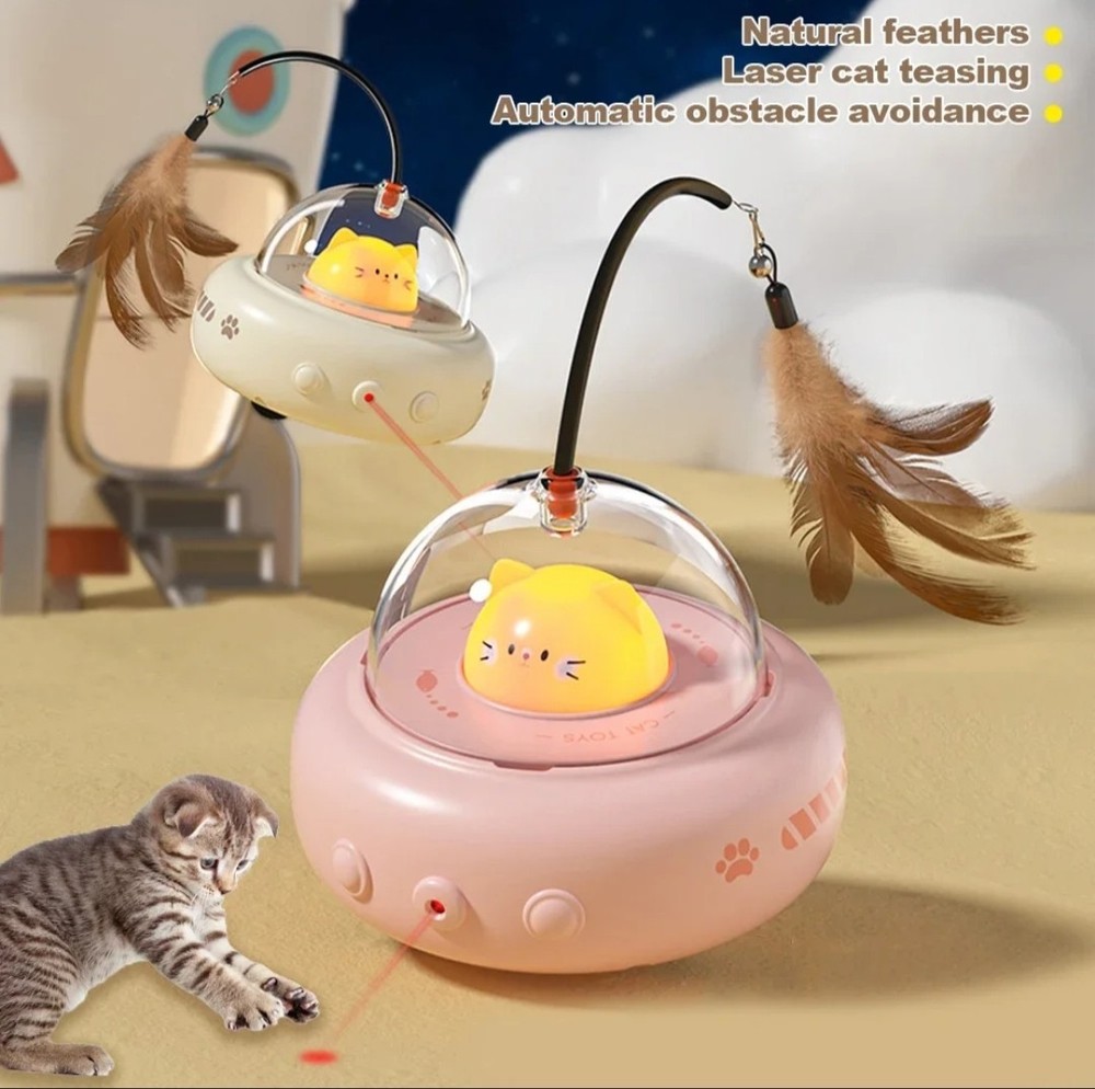 Automatic Interactive Cat Toy USB Charging Feather Teaser Toy