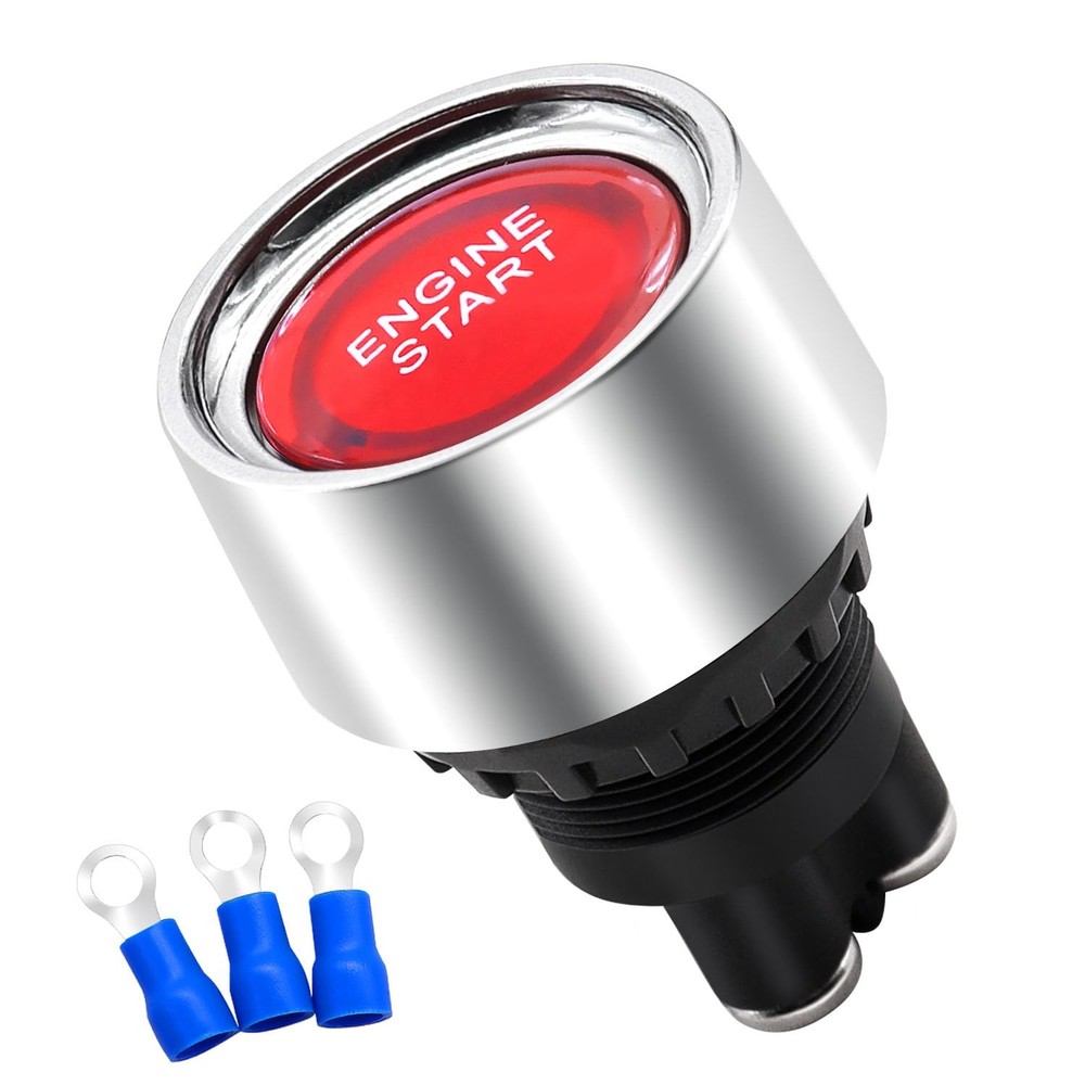 mankk Push Start Ignition Switch 12V DC,Start Engine Button Stater Red