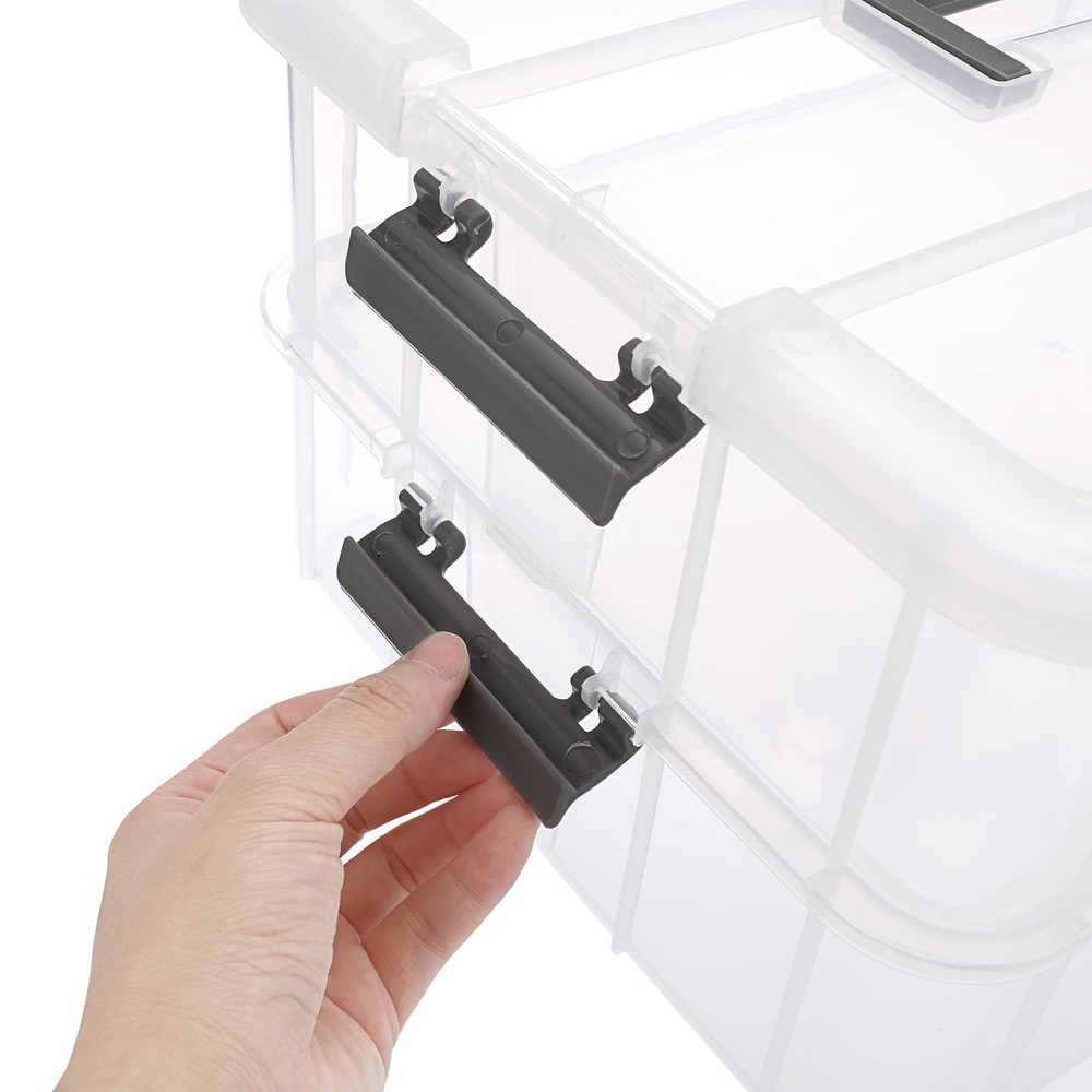 2 Layer Stack & Carry Box, Plastic Multipurpose Portable Storage Container Box H