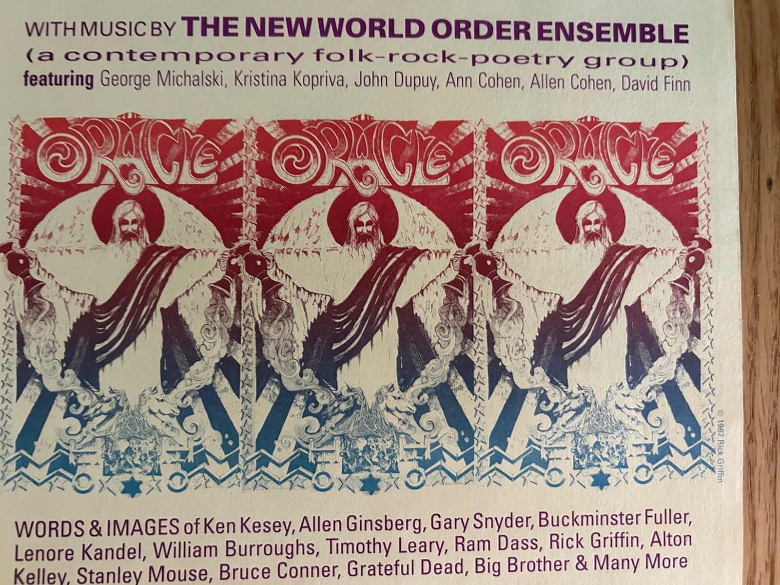 Oracle poster 1992 Haight Ashbury San Francisco Event Cohen Griffin rare Not LSD