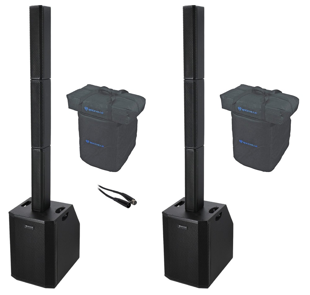 (2) Rockville TITAN ARRAY SYSTEM V2 Powered Column Array Speakers Dual 10" Subs