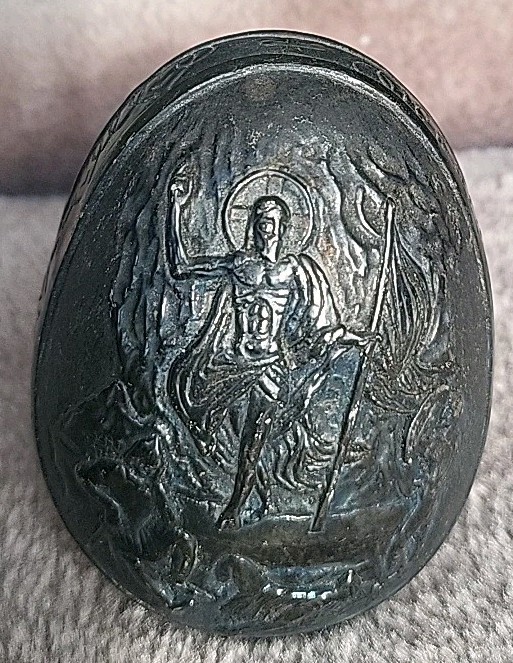 Vtg Not Polished Greek Sterling Silver Orthodox Icon Egg Nativity Resurrection