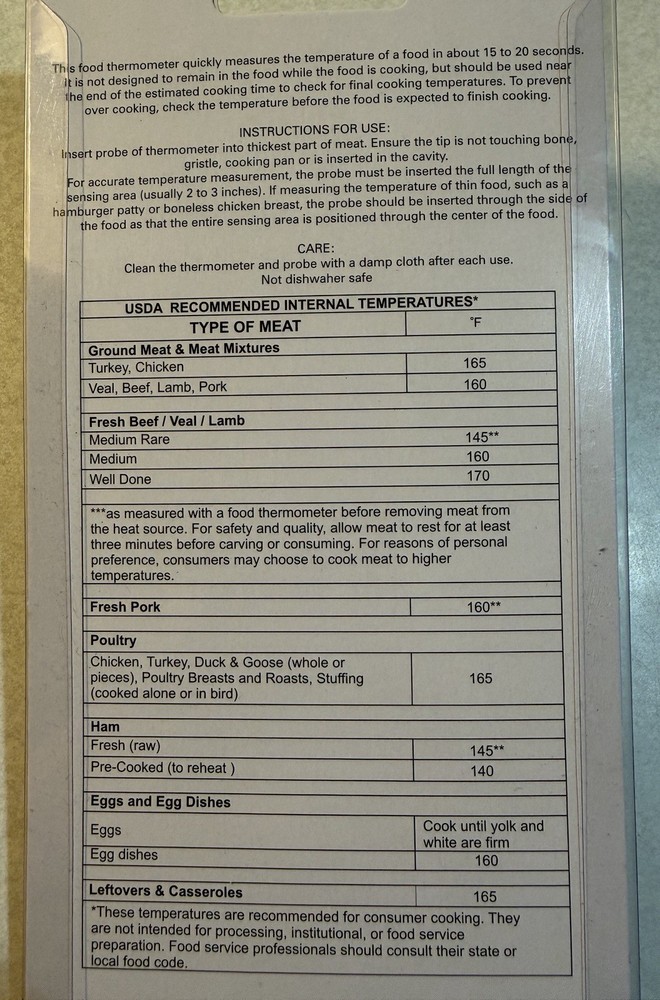 Chef Select Instant Read Thermometer NEW