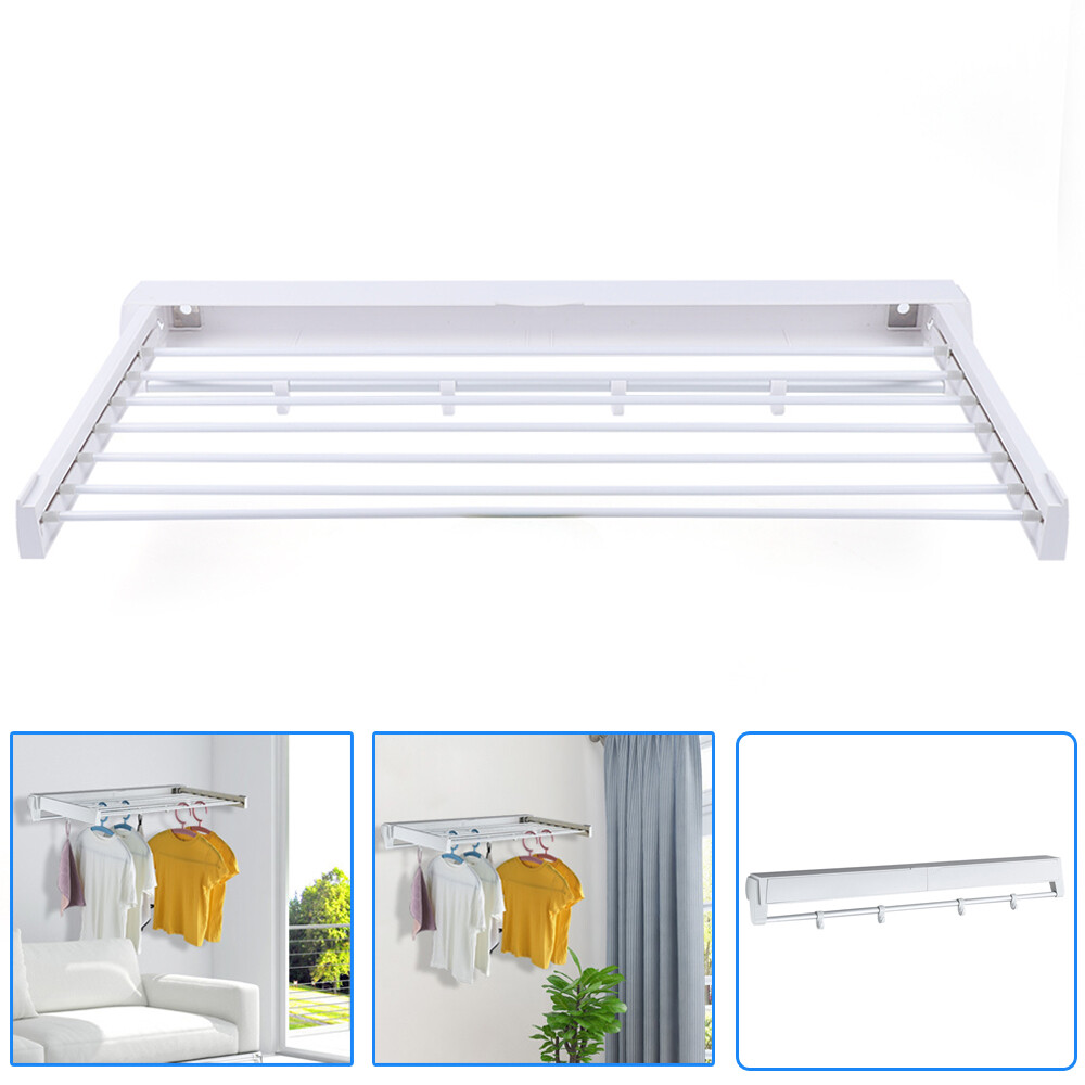 Wall Mounted Collapsible Clothes Drying Rack For Laundry Room Bathrooms