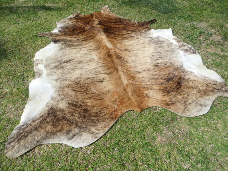 HUGE ! 8x7 GENUINE ! BRINDLE CARAMEL Cowhide Rug natural Cowhides Cow Hide Skin