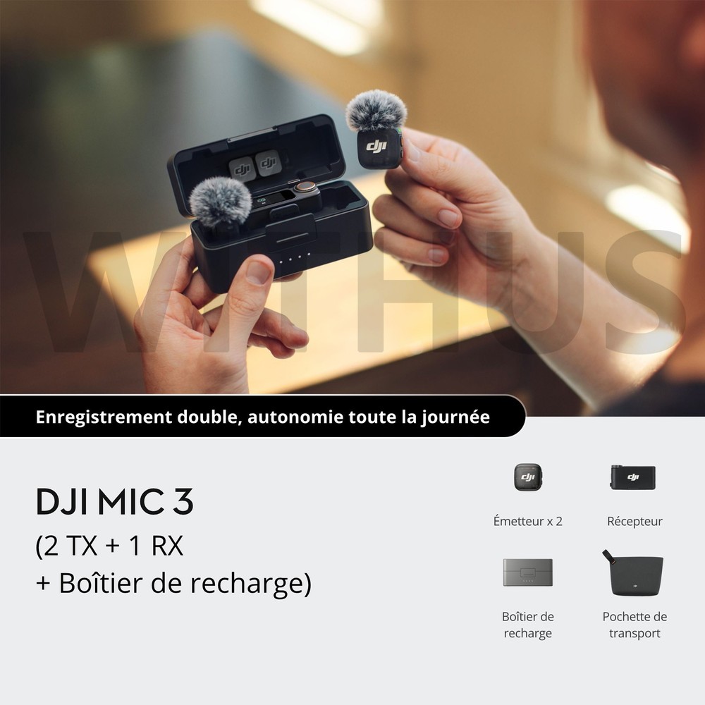 DJI MIC 3 (2TX + 1RX + ChargingCase) Wireless Lavalier Microphone Full Set