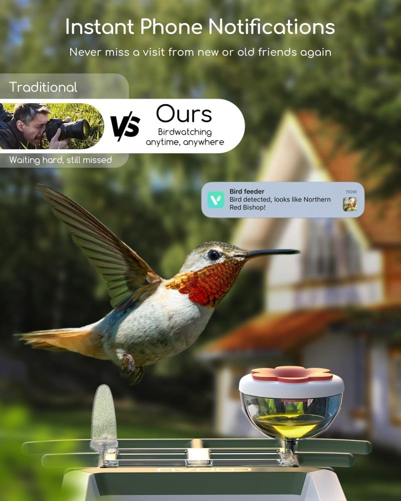 COOAU Smart Bird Feeder, Solar Powered Camera with Precise Bird Recognition