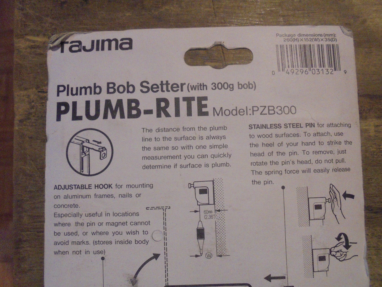 Tajima Plumb - Rite Model PZB300 Plumb Bob and Setter new
