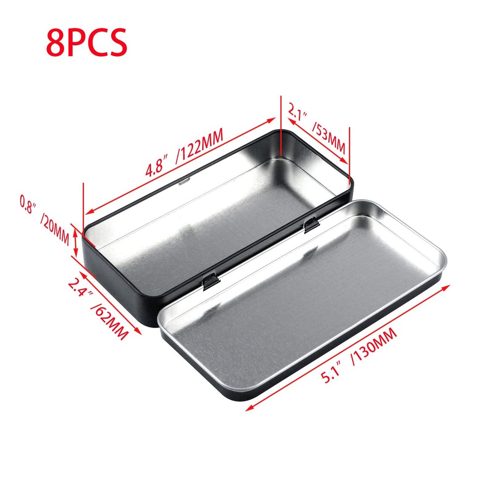 Tighall -8PCS- Rectangular Empty Hinged Tin Box with Lid Bulk Mini Storage Co...