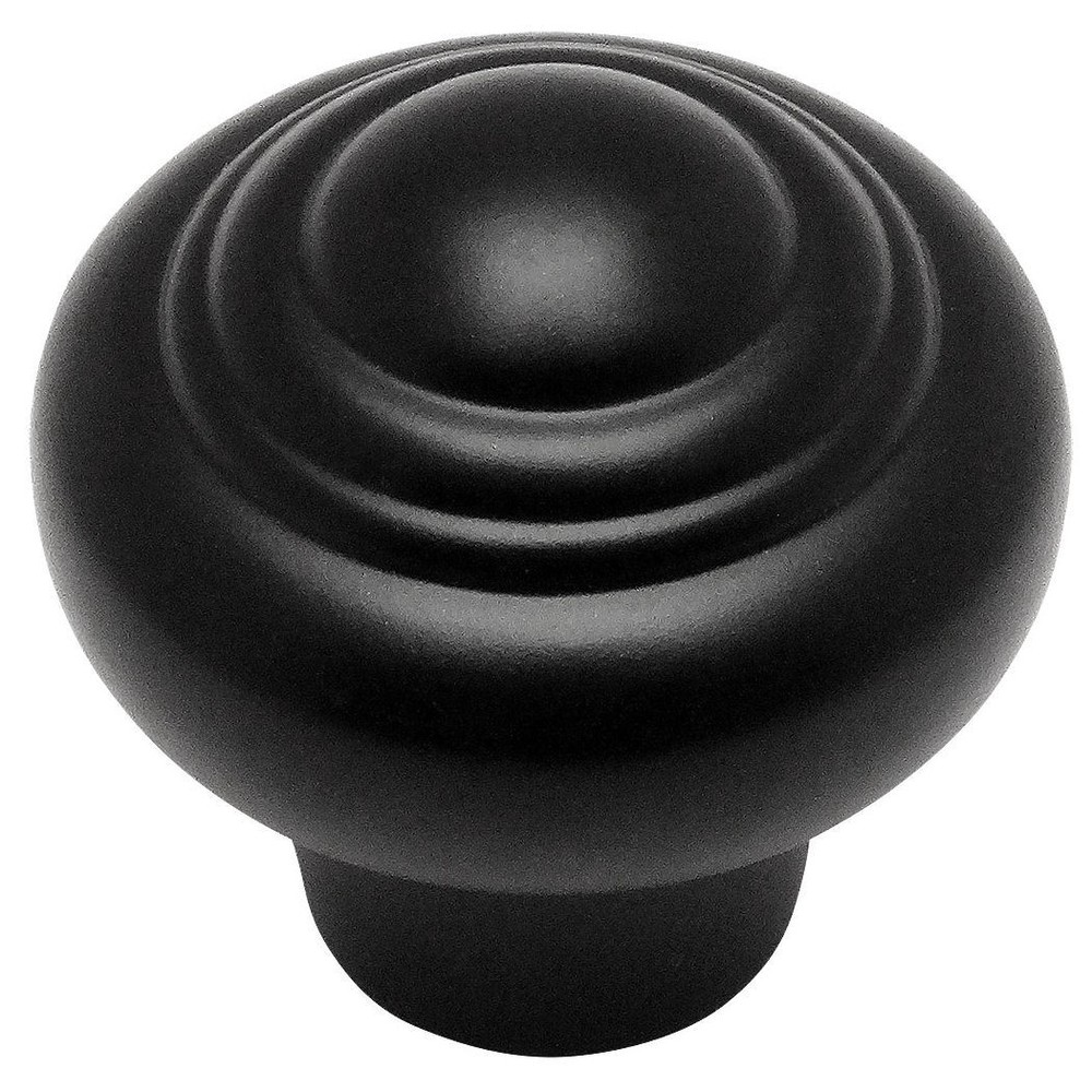 Cosmas Cabinet Hardware Flat / Matte Black Round Knobs #4582FB