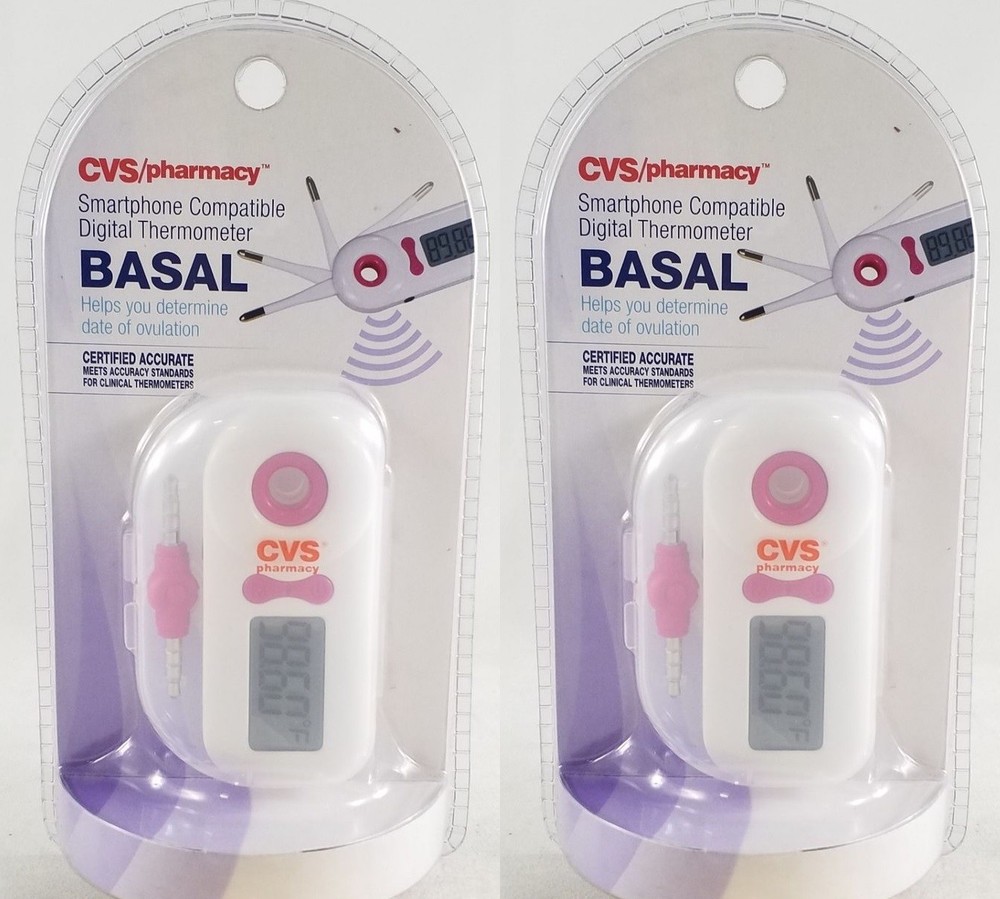 2 Pack - Smartphone Compatible Digital Thermometer with Ovulation Tracking App