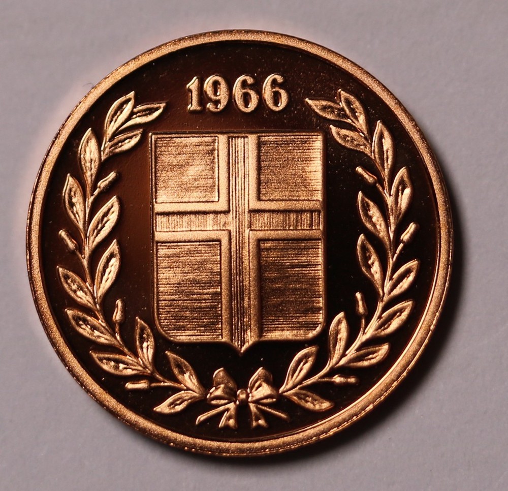 1966 Iceland 1 Eyrir Proof Coin KM# 8 GEM FDC