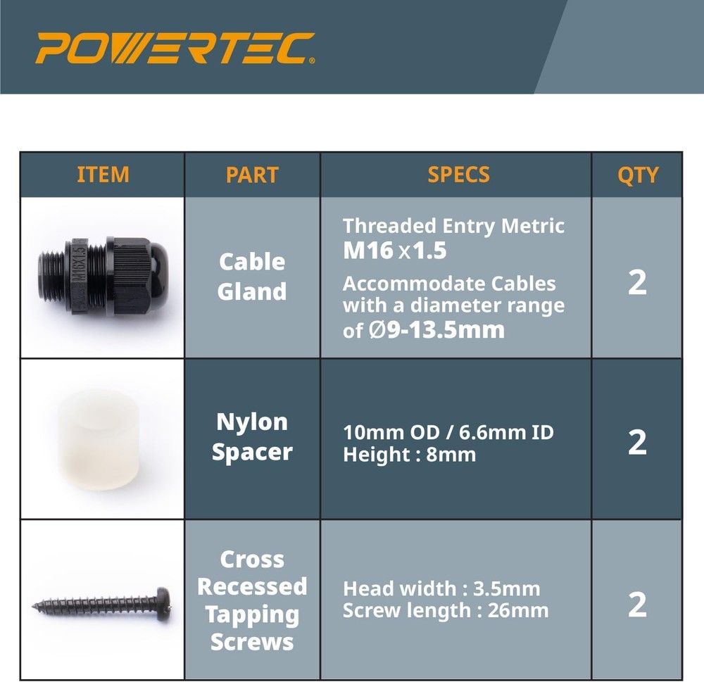 POWERTEC 71834 Deep Switch Box with Hardware for Black