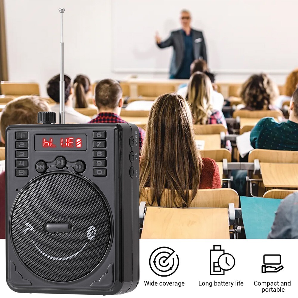 Portable Mini Wireless Amplifier Speaker Rechargeable W/Wired Microphone Headset