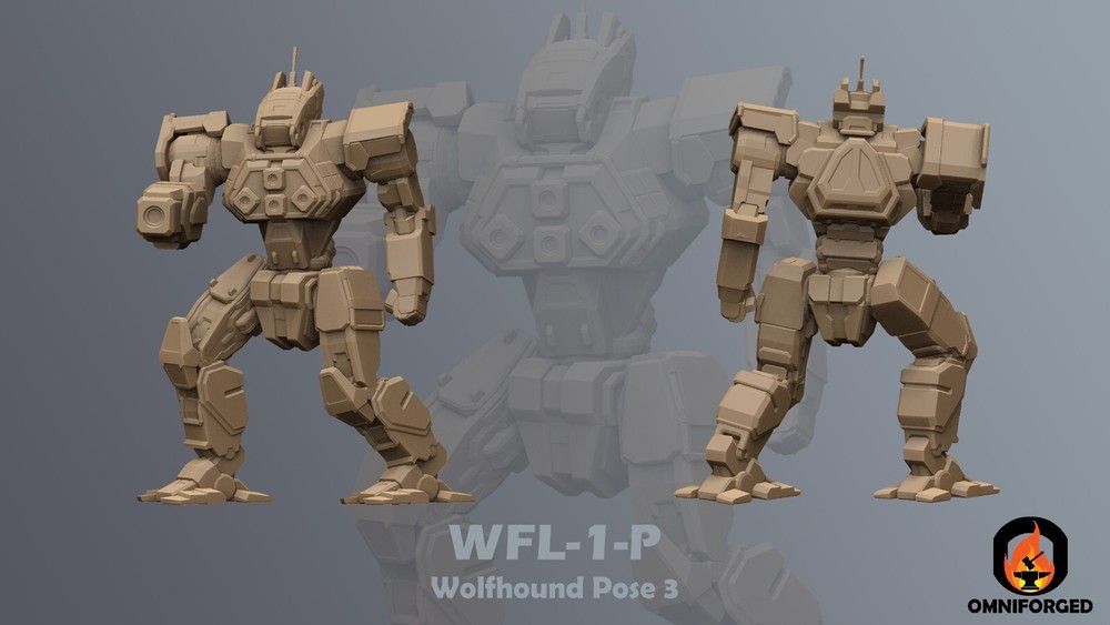 Wolfhound Mini WFL-1-P MWO Mech Miniature Compatible with Battletech