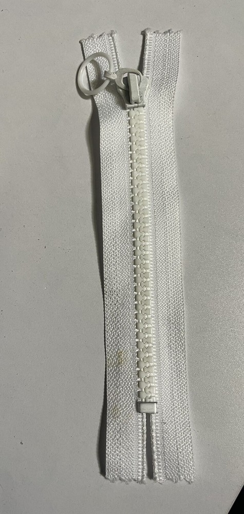 White Plastic Teeth zipper  5” Ring Pull Up Close End #5