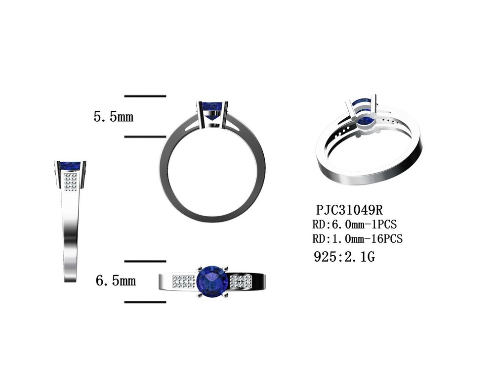 Sterling Silver Semi Mount Ring Setting Round RD 6x6mm