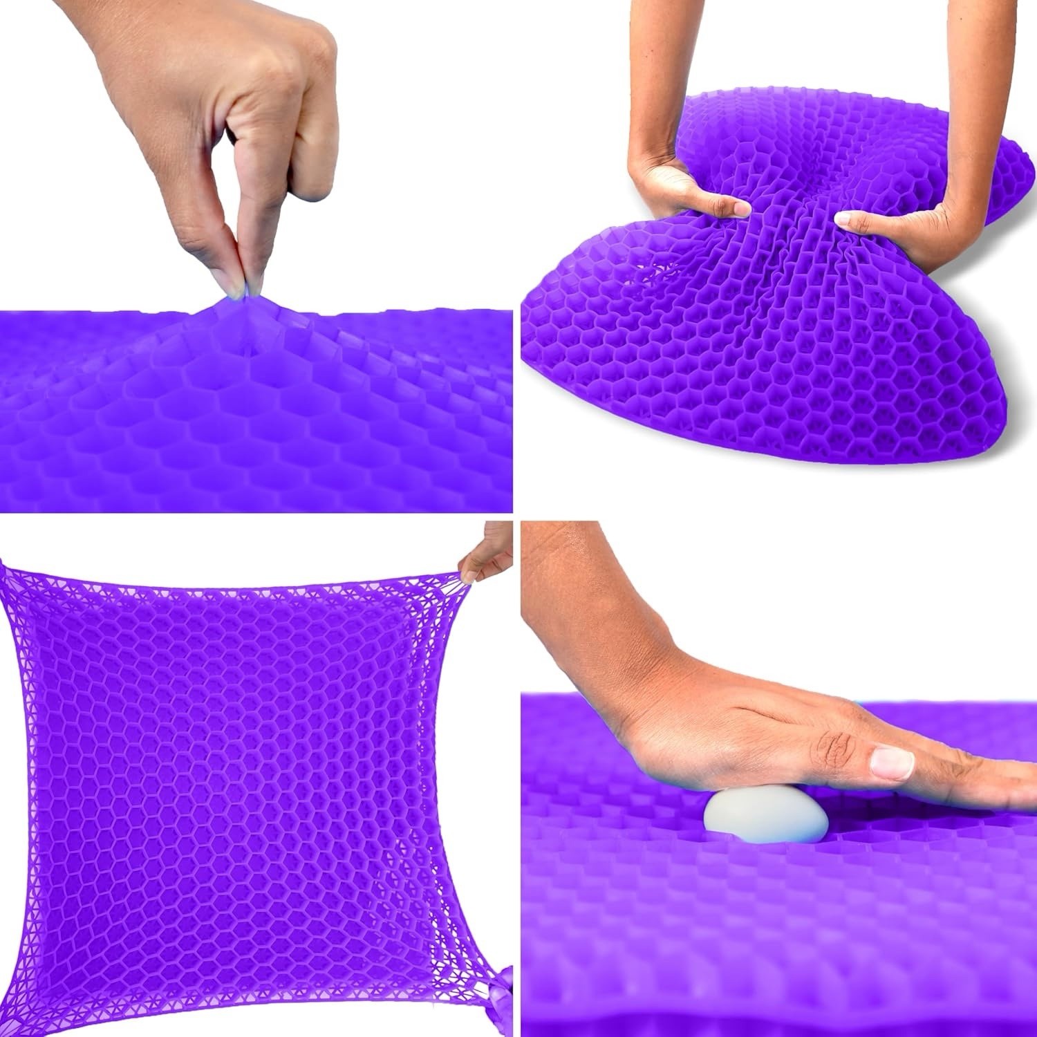 EcoNour Gel Seat Cushion for Long Sitting (Large & Thick) - Pressure Relief