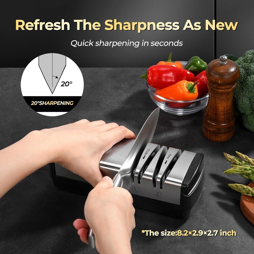 Professional Electric Knife Sharpener for Stainless & Ceramic Knives – Silver