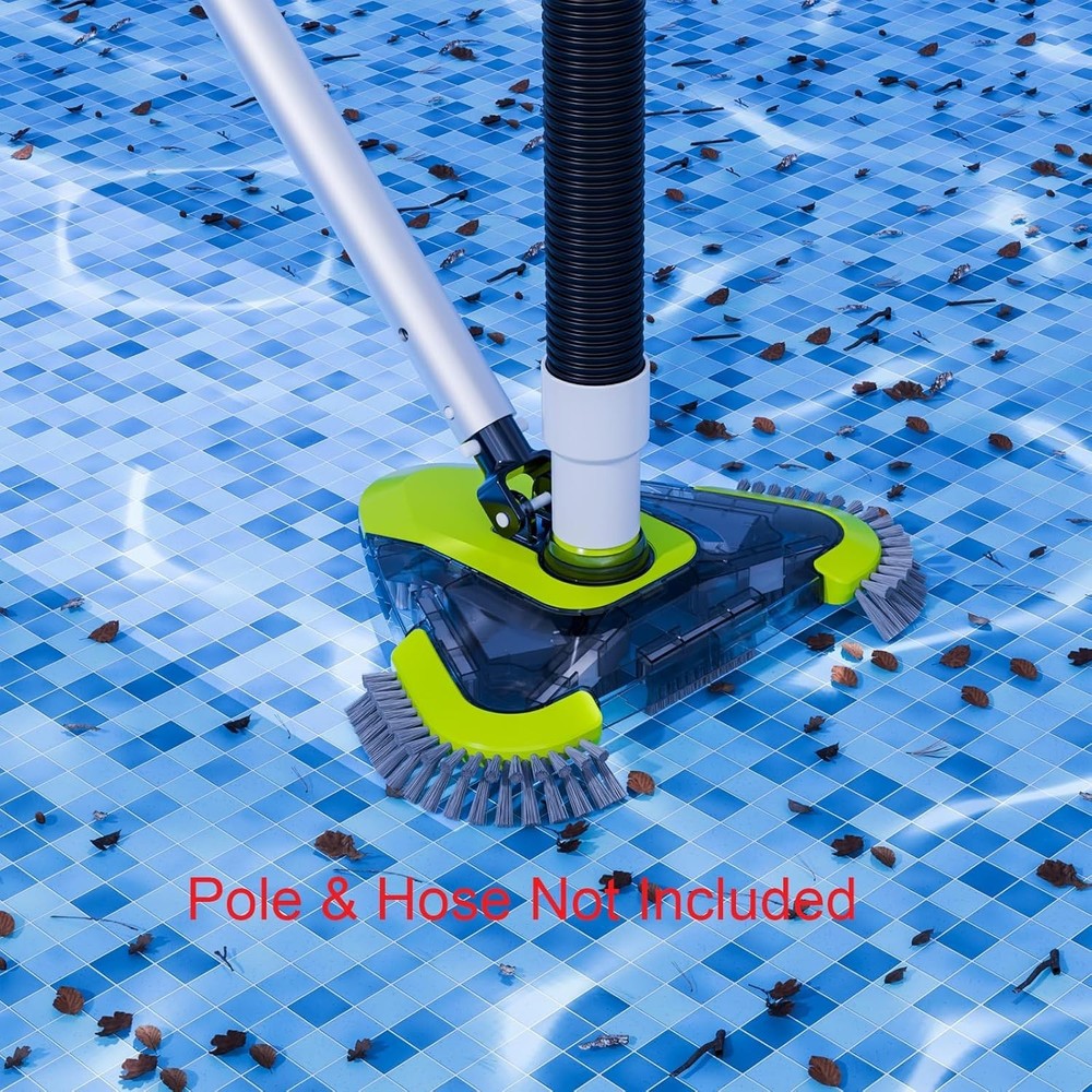 Upgrade Your Pool Cleaning - Triangular Vacuum Head with Side Brush & 2 Adapters