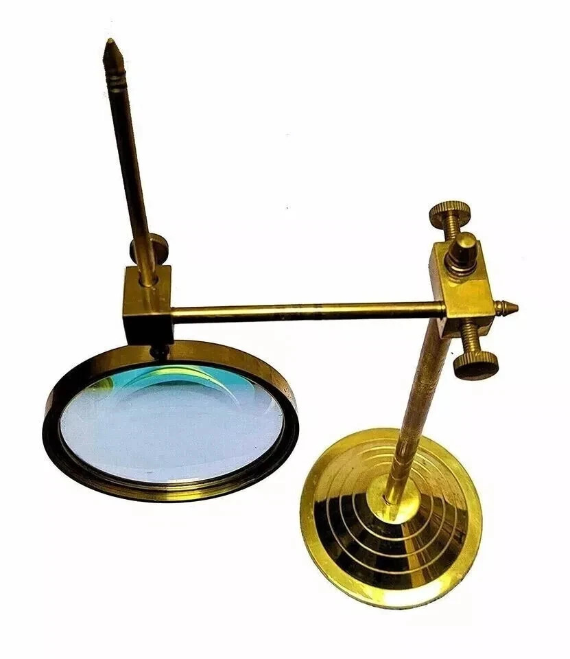 Antique Brass Adjustable Magnifier for Desk