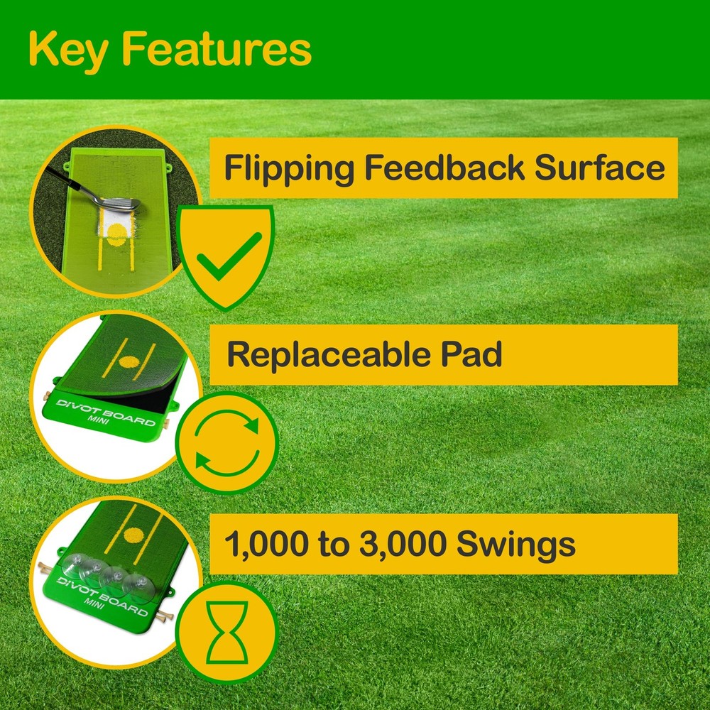 Golf Hitting Mat & Swing Path Trainer – Mini with Instant Impact Feedback for...