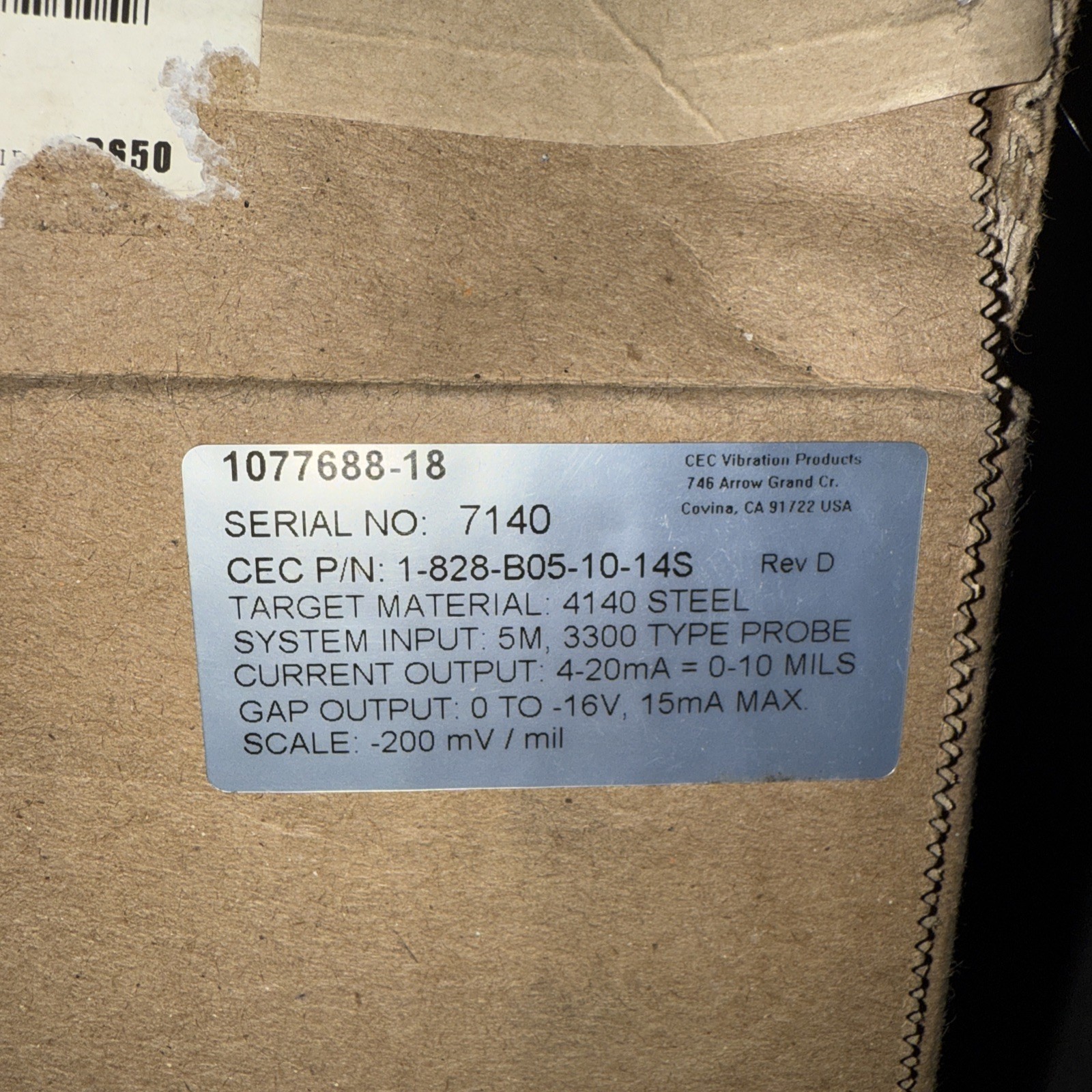 CEC / Radial Vibration Transmitter 1-828-B05-14S 1077688-17 SEALED NEW