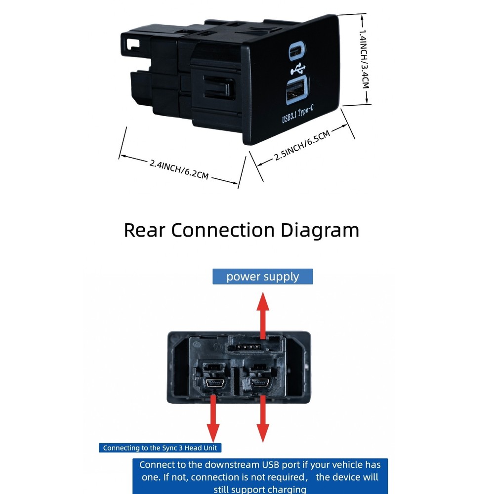 For SYNC 3 Ford Type-C Multimedia Module Interface Hub Wireless Upgraded Version