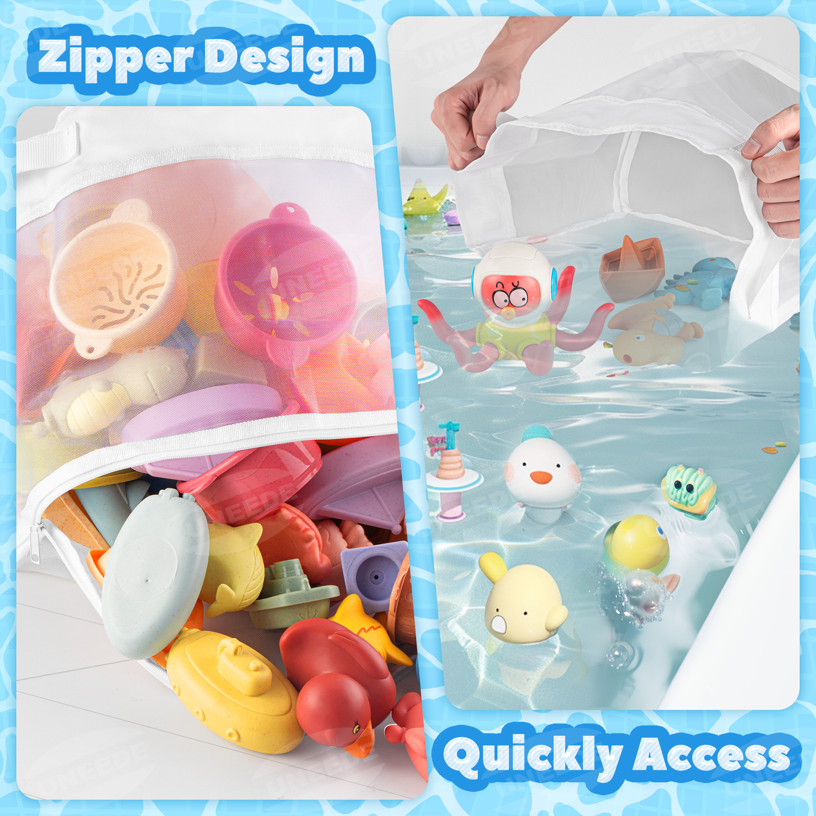 UNEEDE Baby Bath Toy Organizer Bath Toy Mesh Shower Holder for Tub Bathroom