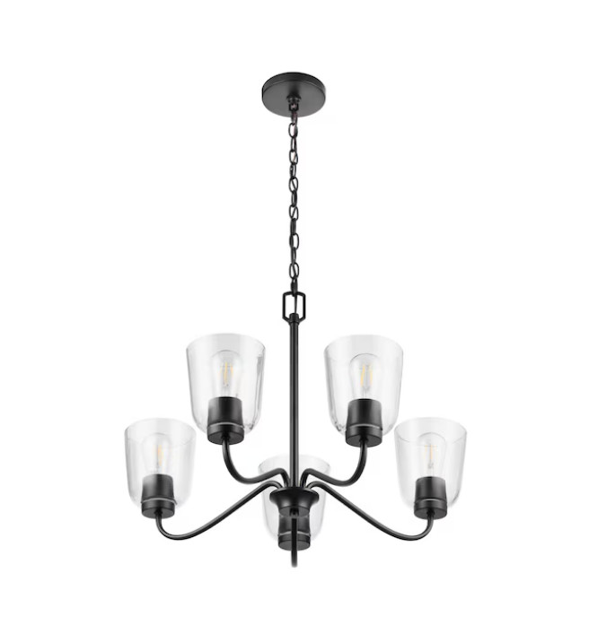 Project Source Traywick 5-Light Matte Black Chandelier