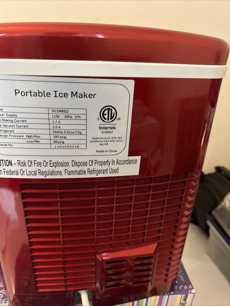 Deco Chef Ice Maker Portable Countertop Compact Machine Red -Tested & Works