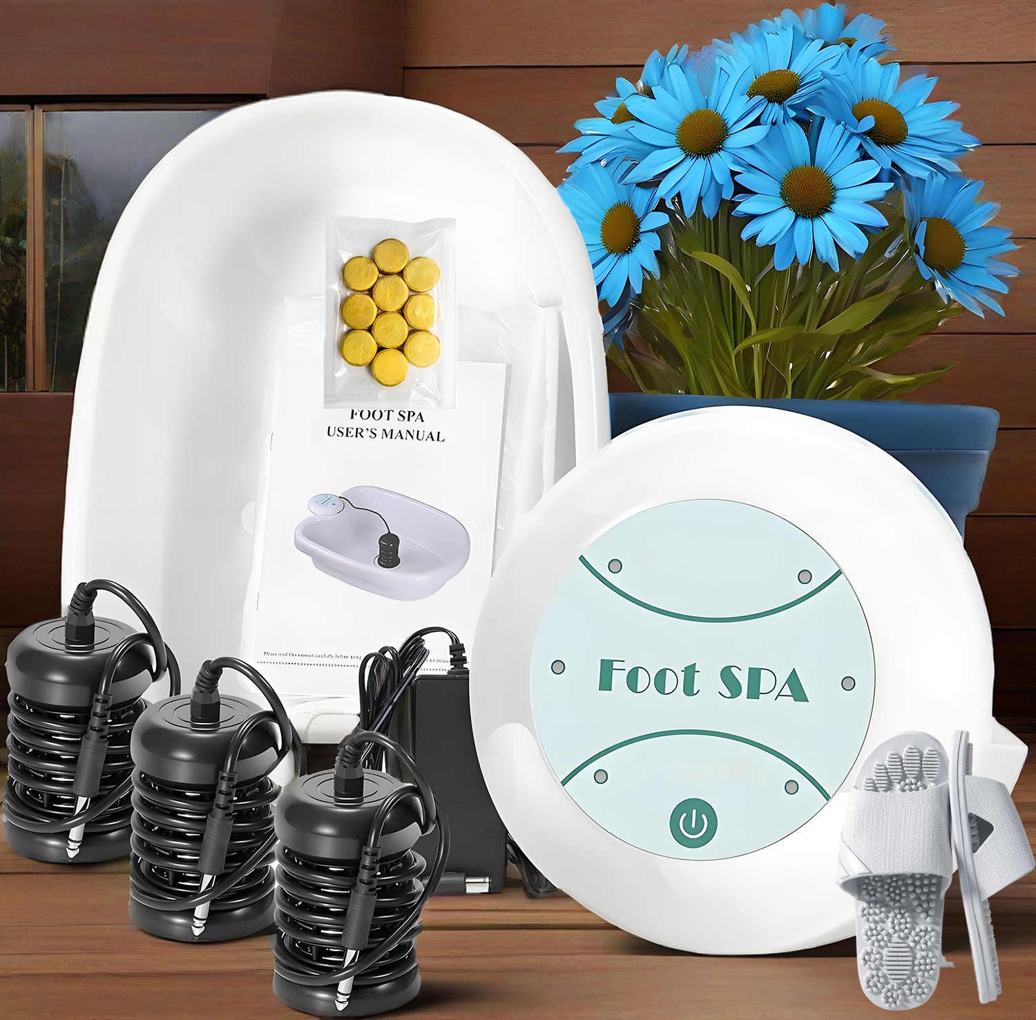 Ion Detox Foot Bath Spa Machine With Ginger, Ionic Cleanse Basin With Slipper