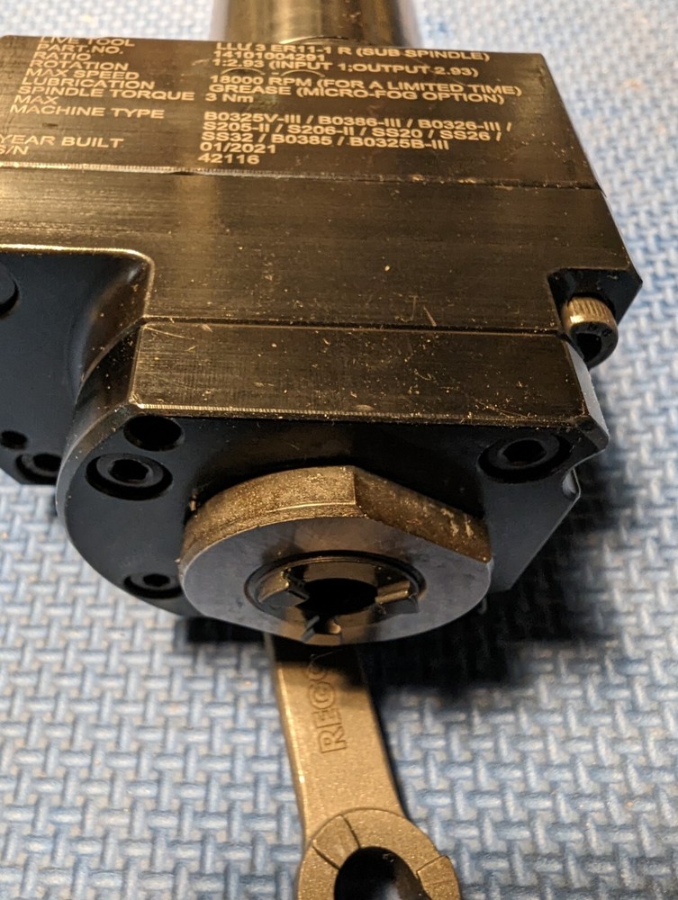 Suhner Accelerated Tool Spindle for Back Working 18,000 rpm max. Tsugami.