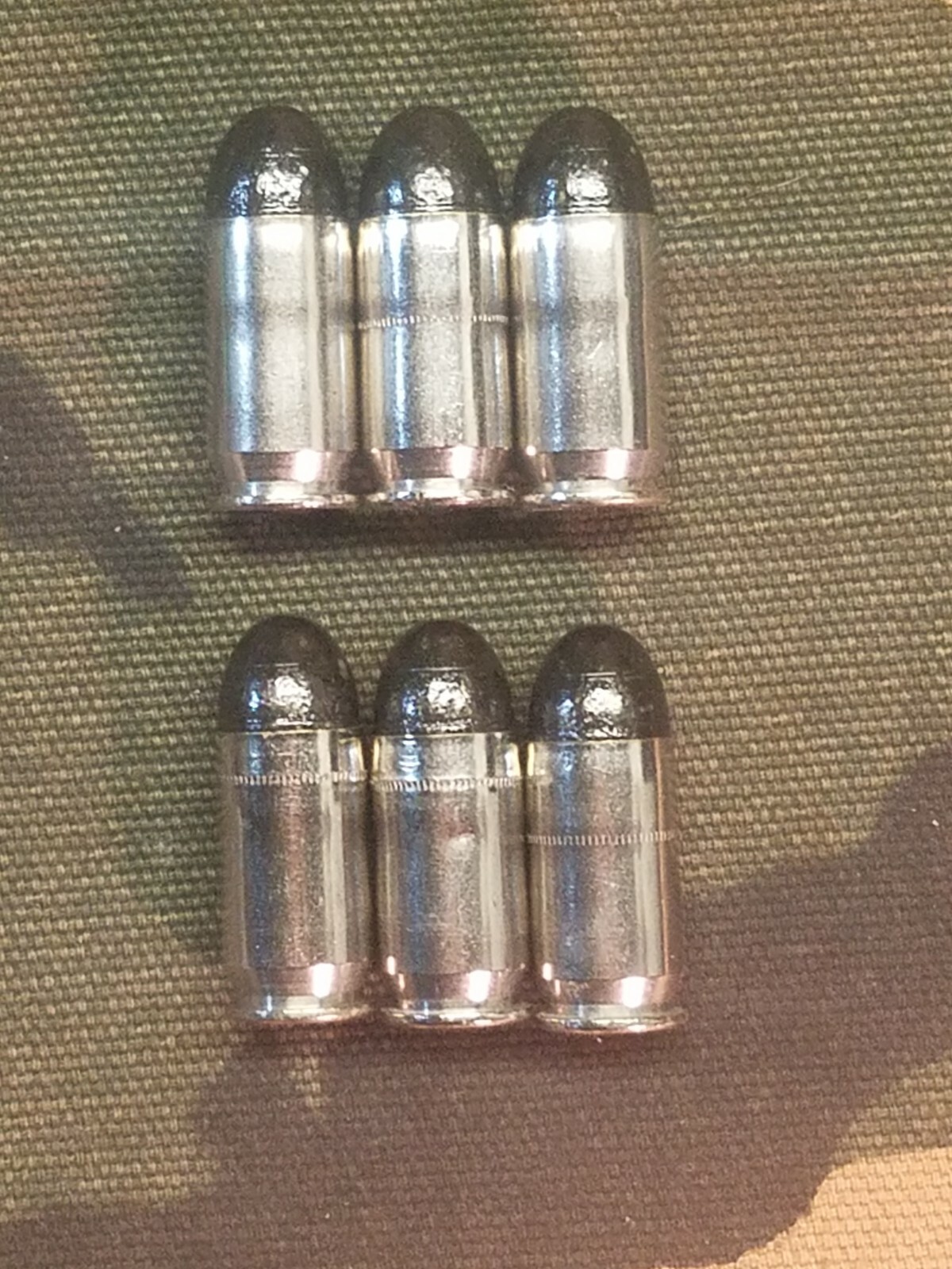 45 ACP SNAP CAPS SET OF 6, BLACK AND NICKEL, REAL 230gr WEIGHT!!!