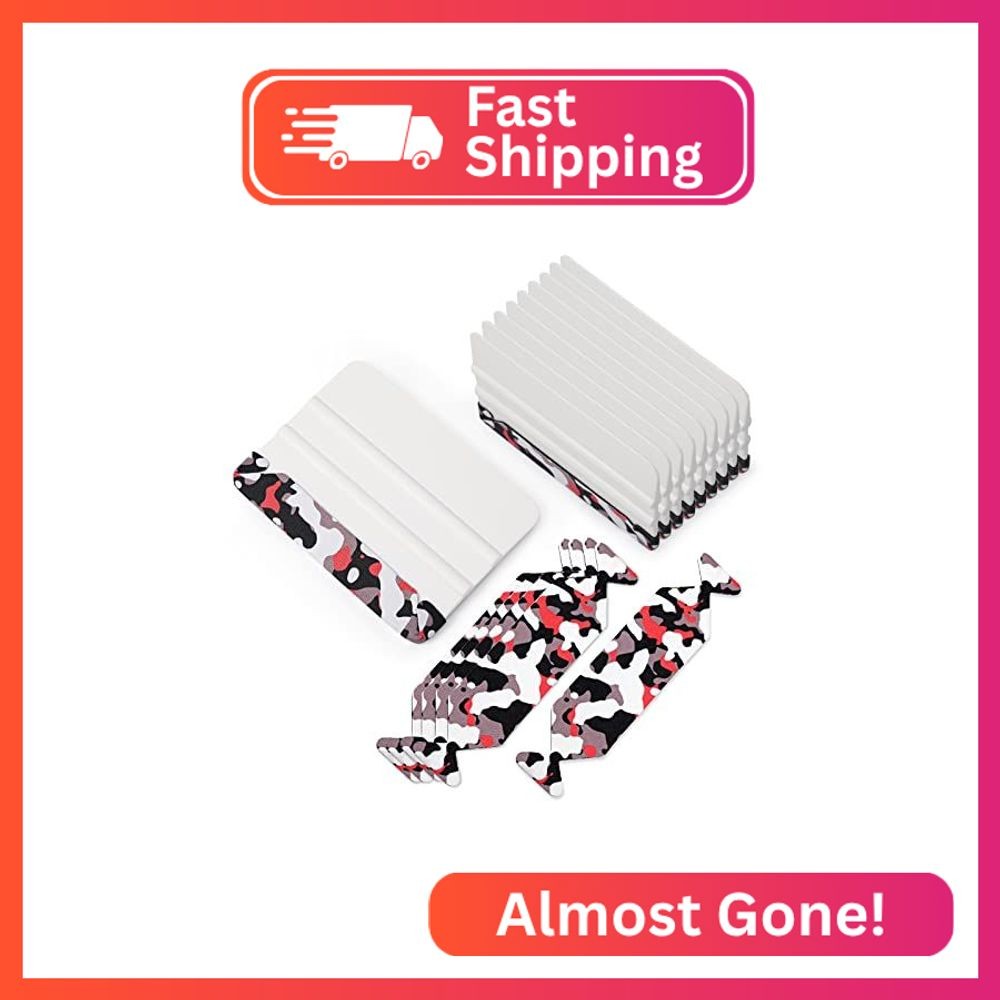 Gomake Vinyl Wrap Squeegee 10PCS Plastic Felt Edge Application Tool with 5PCS Fe
